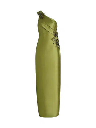 BADGLEY MISCHKA Women's Floral Appliqué One-Shoulder Gown | Thumbnail 1 BADGLEY MISCHKA Women's Floral Appliqué One-Shoulder Gown | Thumbnail 1