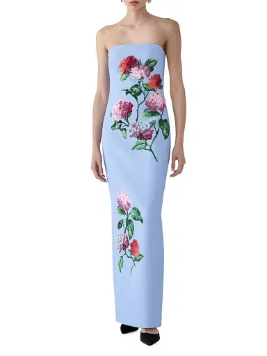 Carolina Herrera Women's Bead-Embellished Floral Strapless Column Gown | Thumbnail 2 Carolina Herrera Women's Bead-Embellished Floral Strapless Column Gown | Thumbnail 2
