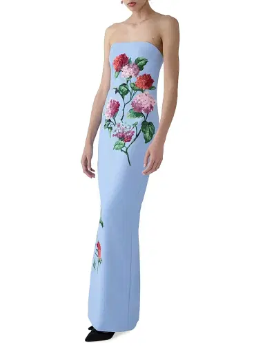 Carolina Herrera Women's Bead-Embellished Floral Strapless Column Gown | Thumbnail 3 Carolina Herrera Women's Bead-Embellished Floral Strapless Column Gown | Thumbnail 3