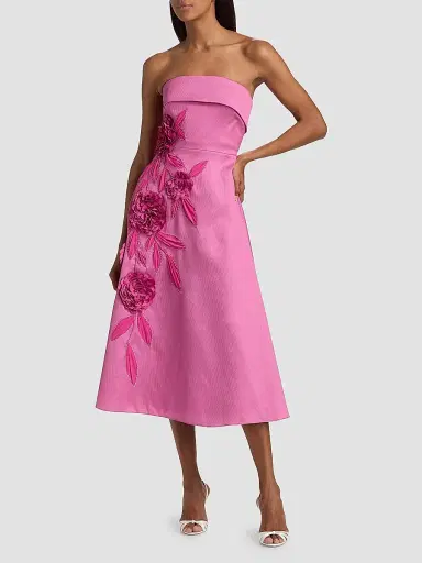 BADGLEY MISCHKA Women's Floral Appliqué Strapless Midi-Dress - Rose - Size 14 | Thumbnail 2 BADGLEY MISCHKA Women's Floral Appliqué Strapless Midi-Dress - Rose - Size 14 | Thumbnail 2