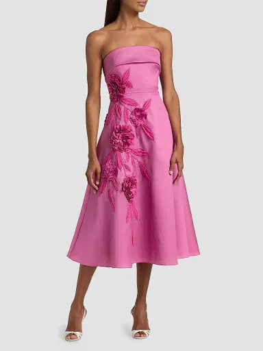 BADGLEY MISCHKA Women's Floral Appliqué Strapless Midi-Dress - Rose - Size 14 | Thumbnail 3 BADGLEY MISCHKA Women's Floral Appliqué Strapless Midi-Dress - Rose - Size 14 | Thumbnail 3