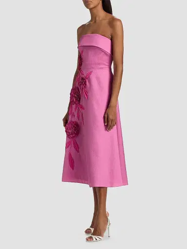 BADGLEY MISCHKA Women's Floral Appliqué Strapless Midi-Dress - Rose - Size 14 | Thumbnail 4 BADGLEY MISCHKA Women's Floral Appliqué Strapless Midi-Dress - Rose - Size 14 | Thumbnail 4