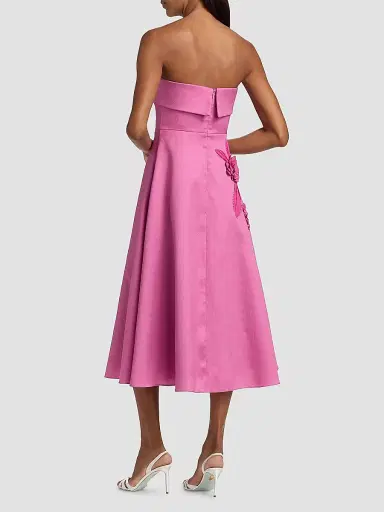 BADGLEY MISCHKA Women's Floral Appliqué Strapless Midi-Dress - Rose - Size 14 | Thumbnail 5 BADGLEY MISCHKA Women's Floral Appliqué Strapless Midi-Dress - Rose - Size 14 | Thumbnail 5