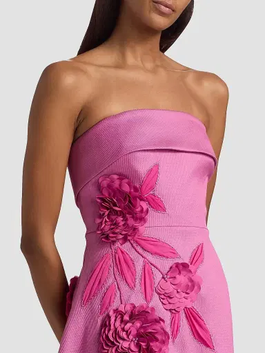 BADGLEY MISCHKA Women's Floral Appliqué Strapless Midi-Dress - Rose - Size 14 | Thumbnail 6 BADGLEY MISCHKA Women's Floral Appliqué Strapless Midi-Dress - Rose - Size 14 | Thumbnail 6