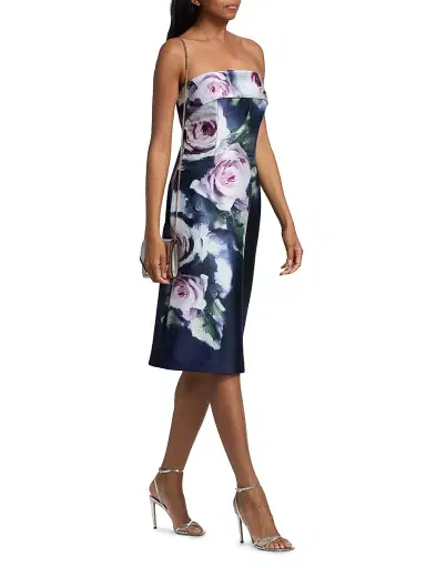 Teri Jon by Rickie Freeman Women's Mikado Floral Strapless Midi-Dress | Thumbnail 2 Teri Jon by Rickie Freeman Women's Mikado Floral Strapless Midi-Dress | Thumbnail 2