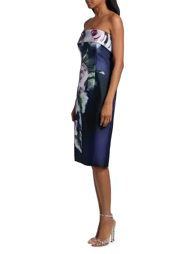 Teri Jon by Rickie Freeman Women's Mikado Floral Strapless Midi-Dress | Thumbnail 4 Teri Jon by Rickie Freeman Women's Mikado Floral Strapless Midi-Dress | Thumbnail 4
