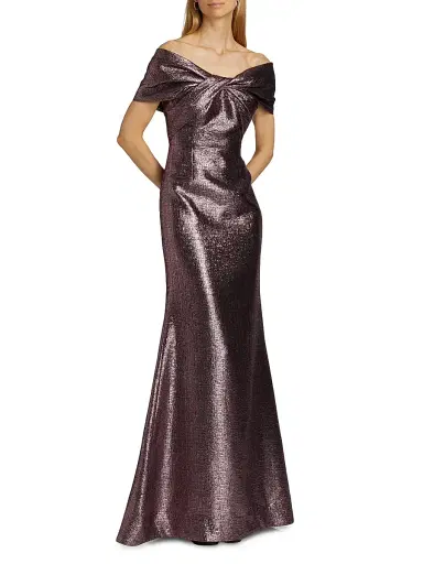 Teri Jon by Rickie Freeman Women's Off-The-Shoulder Metallic Gown | Thumbnail 2 Teri Jon by Rickie Freeman Women's Off-The-Shoulder Metallic Gown | Thumbnail 2