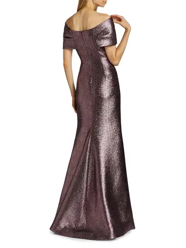 Teri Jon by Rickie Freeman Women's Off-The-Shoulder Metallic Gown | Thumbnail 5 Teri Jon by Rickie Freeman Women's Off-The-Shoulder Metallic Gown | Thumbnail 5