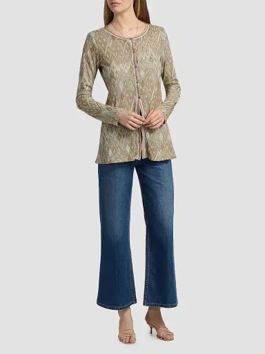 Ramy Brook Women's McKenna Diamond-Knit Cardigan - Gold Diamond - Size XL | Thumbnail 2