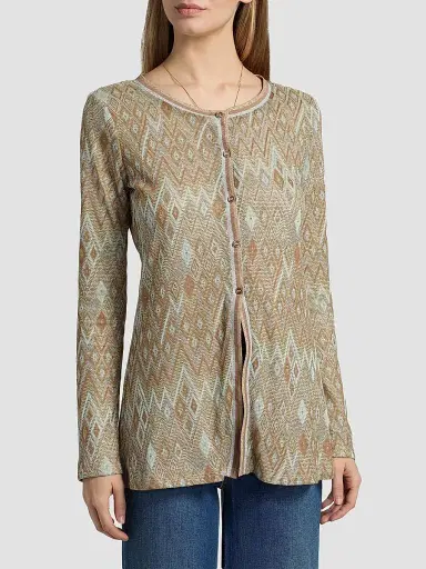 Ramy Brook Women's McKenna Diamond-Knit Cardigan - Gold Diamond - Size XL | Thumbnail 3