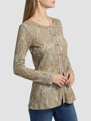 Ramy Brook Women's McKenna Diamond-Knit Cardigan - Gold Diamond - Size XL | Thumbnail 4