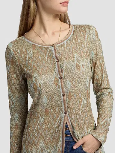 Ramy Brook Women's McKenna Diamond-Knit Cardigan - Gold Diamond - Size XL | Thumbnail 6