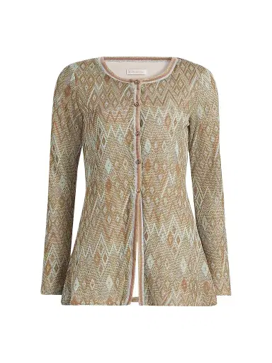 Ramy Brook Women's McKenna Diamond-Knit Cardigan - Gold Diamond - Size XL | Thumbnail 1