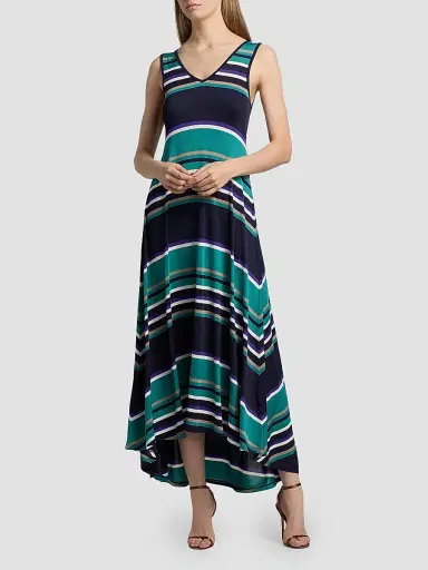 Ramy Brook Women's Holly Striped Midi Dress - Jade Stripe Combo - Size XXL | Thumbnail 3