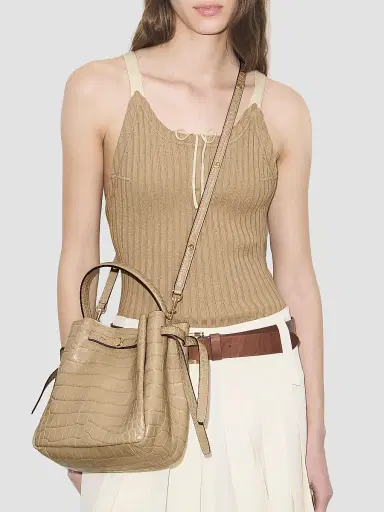 Tory Burch Women's Romy Croc-Embossed Leather Bucket Bag | Thumbnail 2
