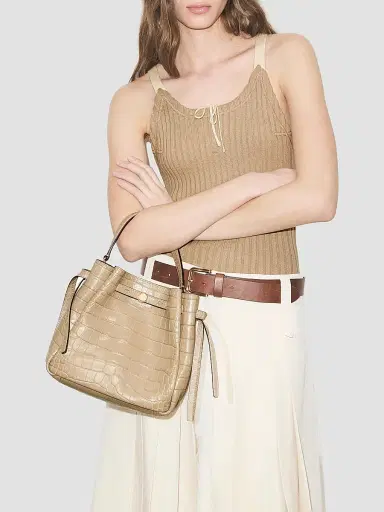 Tory Burch Women's Romy Croc-Embossed Leather Bucket Bag | Thumbnail 3