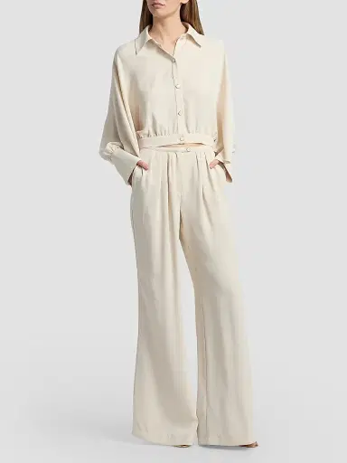 Ramy Brook Women's Yasmine Pleated Wide-Leg Pants - Bone - Size 12 | Thumbnail 2