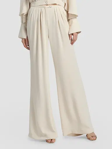 Ramy Brook Women's Yasmine Pleated Wide-Leg Pants - Bone - Size 12 | Thumbnail 3