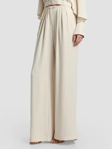 Ramy Brook Women's Yasmine Pleated Wide-Leg Pants - Bone - Size 12 | Thumbnail 4