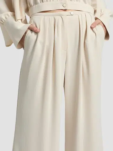Ramy Brook Women's Yasmine Pleated Wide-Leg Pants - Bone - Size 12 | Thumbnail 6