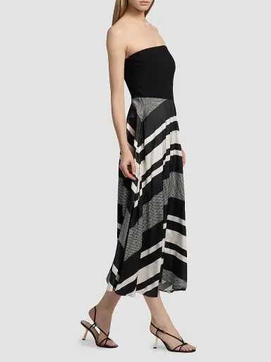Ramy Brook Women's Oakley Striped A-Line Midi Dress - Black Stripe Combo - Size XL | Thumbnail 4