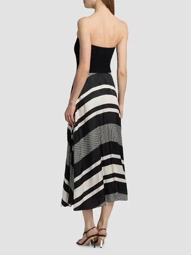 Ramy Brook Women's Oakley Striped A-Line Midi Dress - Black Stripe Combo - Size XL | Thumbnail 5