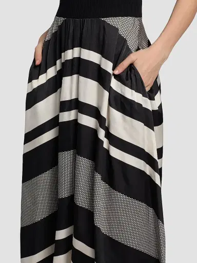 Ramy Brook Women's Oakley Striped A-Line Midi Dress - Black Stripe Combo - Size XL | Thumbnail 6