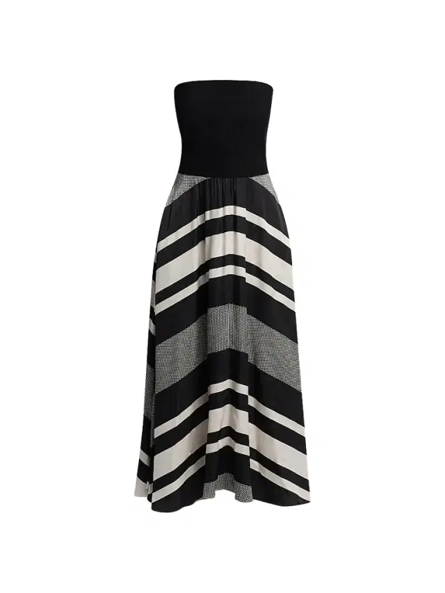 Ramy Brook Women's Oakley Striped A-Line Midi Dress - Black Stripe Combo