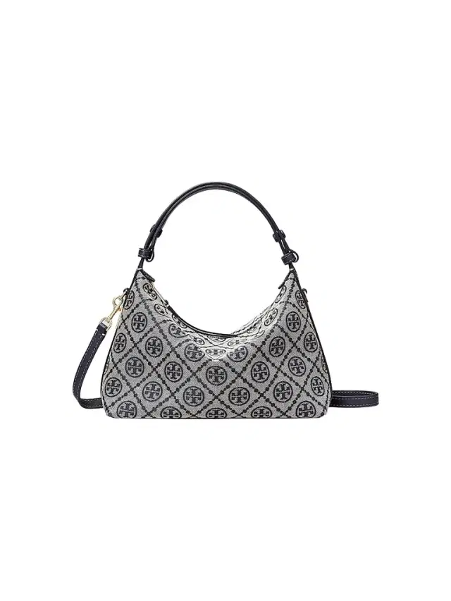 Tory Burch Women's Mellow T Monogram Cotton-Blend Shoulder Bag - Tory Navy