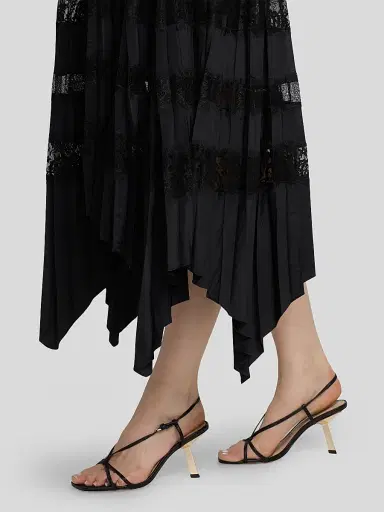 Ramy Brook Women's Roselyn Pleated Lace-Trim Midi Dress - Black - Size XL | Thumbnail 6