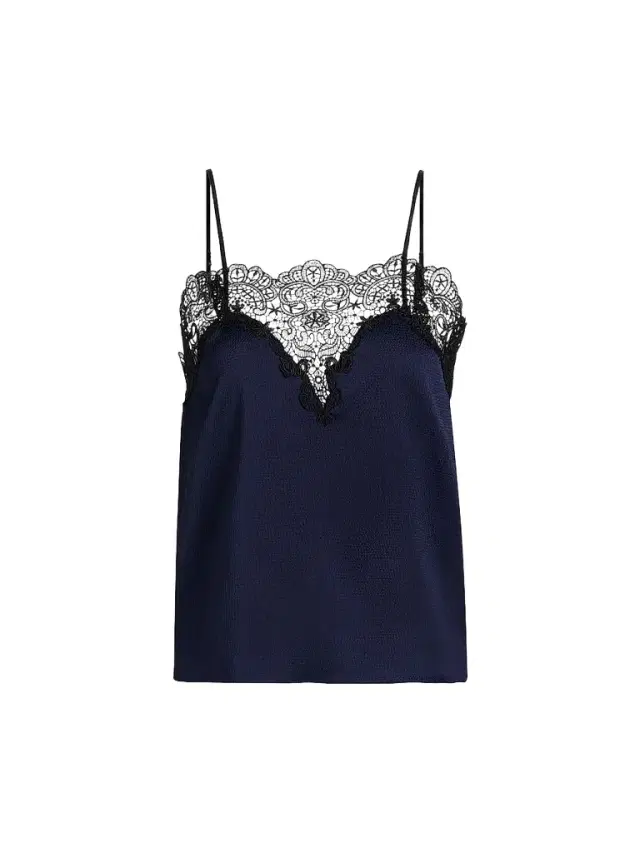Generation Love Women's Alisa Floral Laced Satin Camisole - French Navy Black