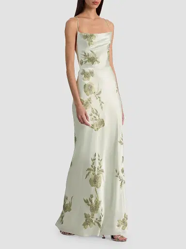 Alice + Olivia Women's Montana Floral-Embellished Cowlneck Maxi Dress - Green Lily - Size 14 | Thumbnail 2 Alice + Olivia Women's Montana Floral-Embellished Cowlneck Maxi Dress - Green Lily - Size 14 | Thumbnail 2