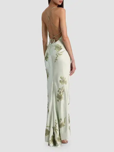 Alice + Olivia Women's Montana Floral-Embellished Cowlneck Maxi Dress - Green Lily - Size 14 | Thumbnail 3 Alice + Olivia Women's Montana Floral-Embellished Cowlneck Maxi Dress - Green Lily - Size 14 | Thumbnail 3