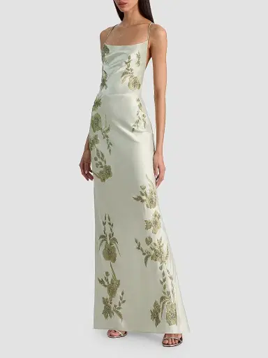 Alice + Olivia Women's Montana Floral-Embellished Cowlneck Maxi Dress - Green Lily - Size 14 | Thumbnail 6 Alice + Olivia Women's Montana Floral-Embellished Cowlneck Maxi Dress - Green Lily - Size 14 | Thumbnail 6