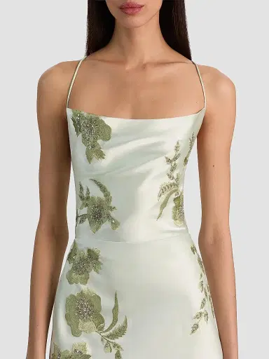 Alice + Olivia Women's Montana Floral-Embellished Cowlneck Maxi Dress - Green Lily - Size 14 | Thumbnail 7 Alice + Olivia Women's Montana Floral-Embellished Cowlneck Maxi Dress - Green Lily - Size 14 | Thumbnail 7