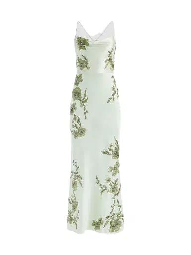 Alice + Olivia Women's Montana Floral-Embellished Cowlneck Maxi Dress - Green Lily - Size 14 | Thumbnail 1 Alice + Olivia Women's Montana Floral-Embellished Cowlneck Maxi Dress - Green Lily - Size 14 | Thumbnail 1