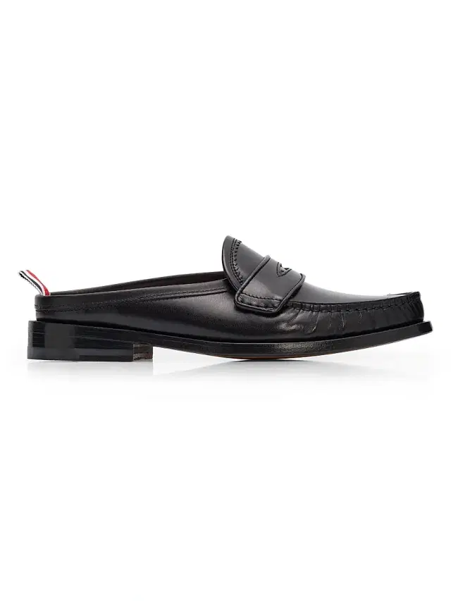 Thom Browne Women's Pleated Varsity Mule Loafers - Black