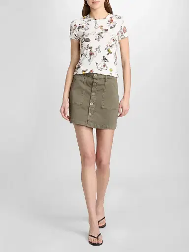 L'AGENCE Women's Dora Cotton Mini Skirt - Smokey Olive | Thumbnail 2 L'AGENCE Women's Dora Cotton Mini Skirt - Smokey Olive | Thumbnail 2