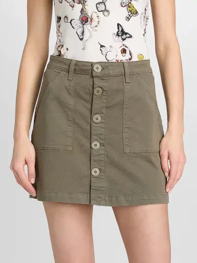 L'AGENCE Women's Dora Cotton Mini Skirt - Smokey Olive | Thumbnail 3 L'AGENCE Women's Dora Cotton Mini Skirt - Smokey Olive | Thumbnail 3