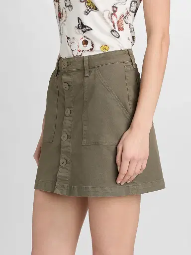 L'AGENCE Women's Dora Cotton Mini Skirt - Smokey Olive | Thumbnail 4 L'AGENCE Women's Dora Cotton Mini Skirt - Smokey Olive | Thumbnail 4