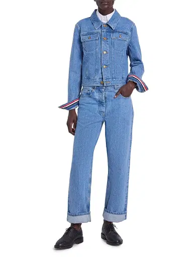 Thom Browne Women's Washed Classic 5-Pocket Selvedge Jeans - Light Blue - Size 10 | Thumbnail 2 Thom Browne Women's Washed Classic 5-Pocket Selvedge Jeans - Light Blue - Size 10 | Thumbnail 2