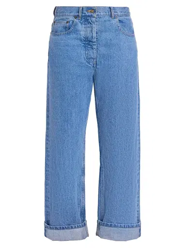 Thom Browne Women's Washed Classic 5-Pocket Selvedge Jeans - Light Blue - Size 10 | Thumbnail 1 Thom Browne Women's Washed Classic 5-Pocket Selvedge Jeans - Light Blue - Size 10 | Thumbnail 1