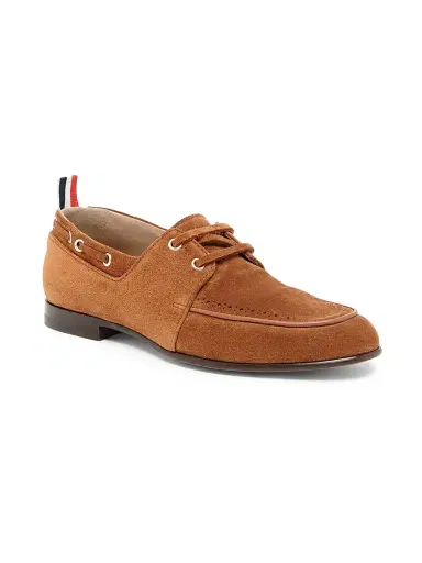 Thom Browne Men's Padded Suede Boat Shoes - Caramel - Size 9 | Thumbnail 2