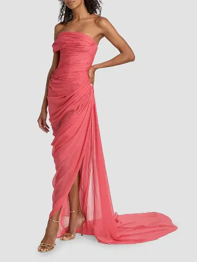Oscar de la Renta Women's Off-The-Shoulder Draped Silk Chiffon Gown | Thumbnail 4