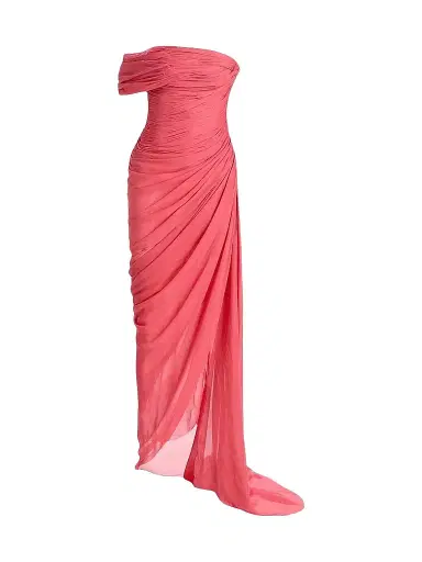 Oscar de la Renta Women's Off-The-Shoulder Draped Silk Chiffon Gown | Thumbnail 1