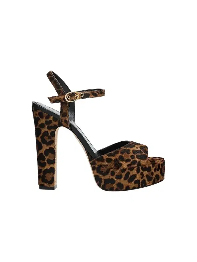 Stuart Weitzman Women's Reade 130MM Leopard-Print Calf Hair Platform Sandals - Classic Lite