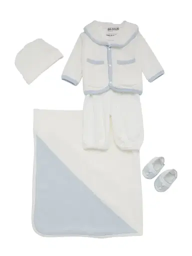 Macis Design Baby Boy's 5-Piece Sailor Jacket, Romper, Beanie, Booties & Blanket Set - Ivory Blue - Size 12 Months | Thumbnail 1