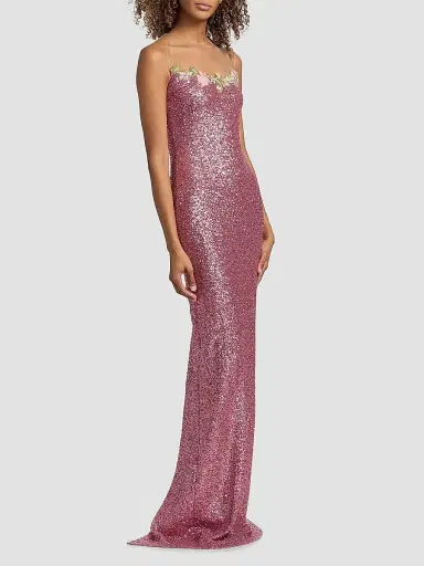 Naeem Khan Women's Floral-Appliquéd Sequined Gown | Thumbnail 4