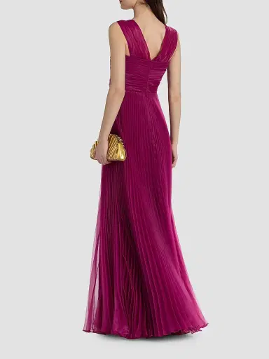 THEIA Women's Laurel Pleated Organza Gown - Rosewood - Size 12 | Thumbnail 5