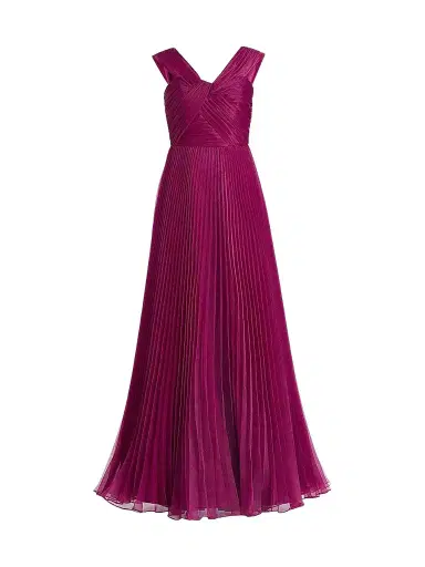 THEIA Women's Laurel Pleated Organza Gown - Rosewood - Size 12 | Thumbnail 1